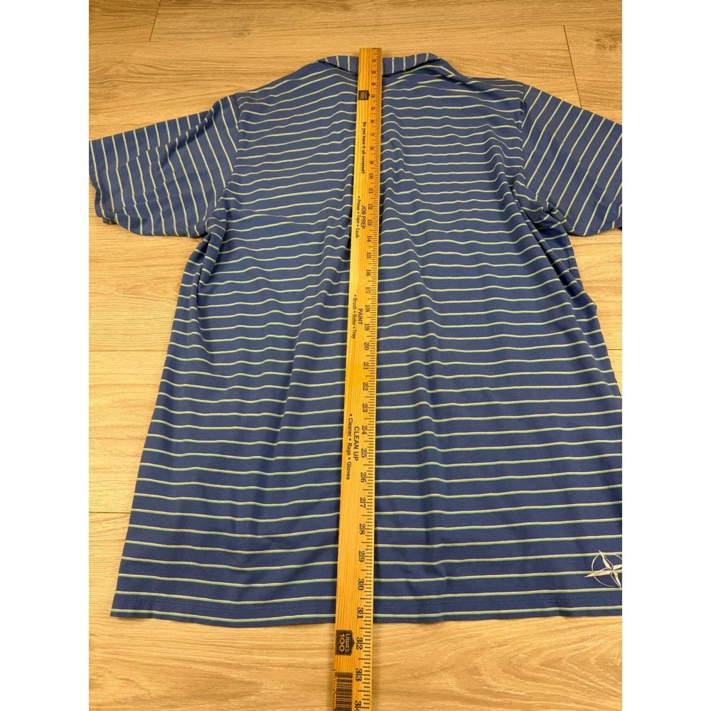 B. Draddy Mens Blue Striped Pima Cotton Stretch Golf Polo Shirt Size‎ Large